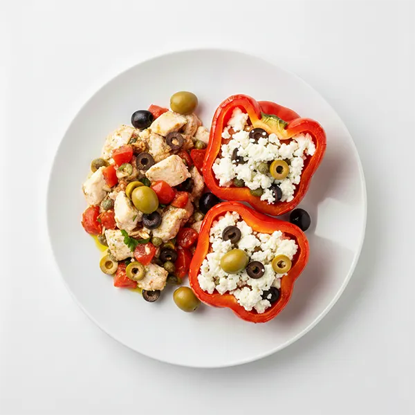 Tomato Olive Fish Tapenade with Stuffed Bell Pepper